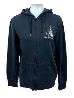 Disney Parks Walt Disney World Black Full Zip Fleece Lined Hoodie